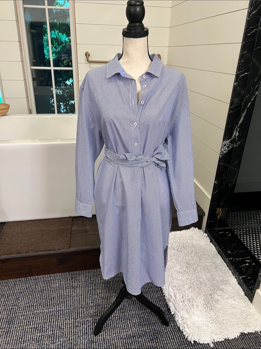 Mersea blue striped shirt dress L/XL - Picture 4 of 8